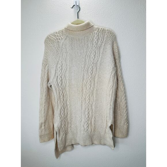 Vince Cream Chunky Knit Long Sleeve Mock Neck Sweater L - Picture 11 of 14
